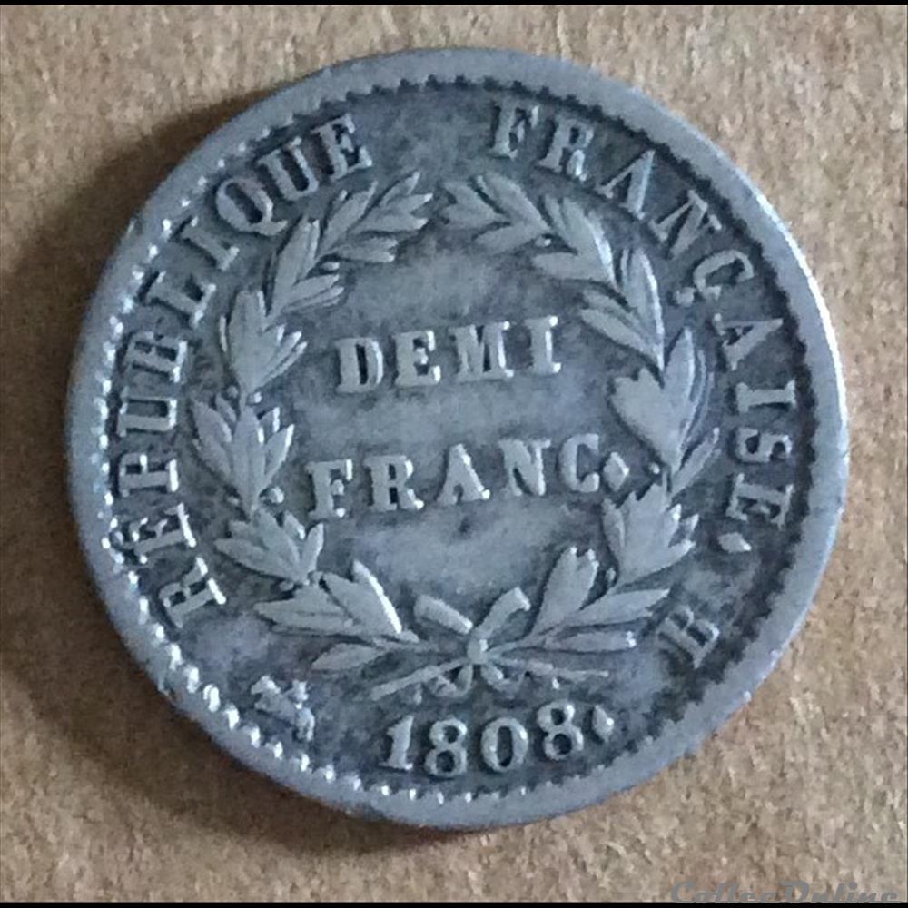 1808 - Napoléon - 1/2 Franc monnaies monde france 1808 napoleon 1 2 franc