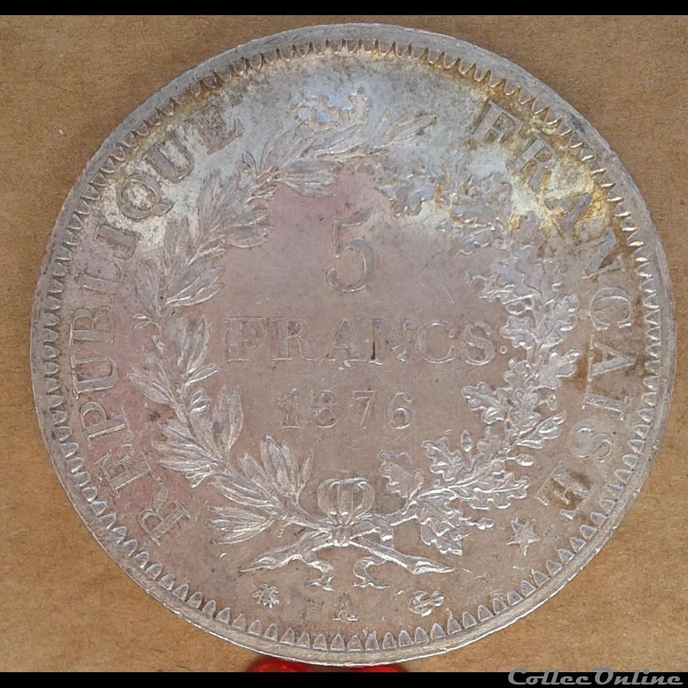 1876 A - 5 Francs monnaies france 1876 a 5 francs