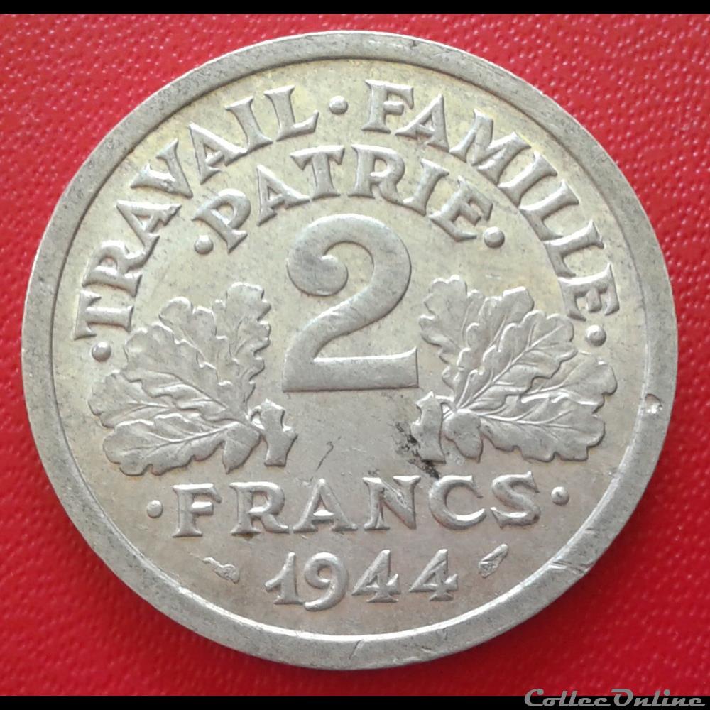 1944 B - 2 francs monnaies monde france 1944 b 2 francs