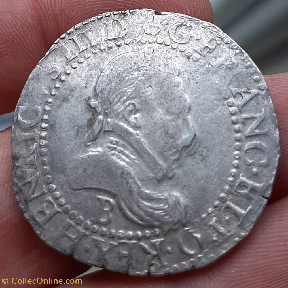 1586 - Franc au col plat monnaies europe medievale france 1586 franc au col plat