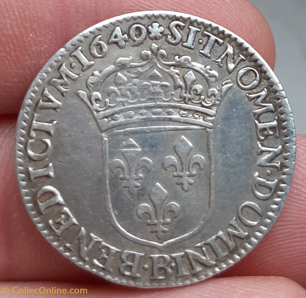 monnaies europe medievale france 1649 1 4 ecu a la meche longue