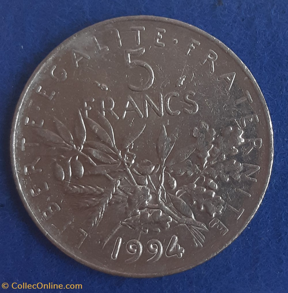 1994 - 5 francs monnaies monde france 1994 5 francs