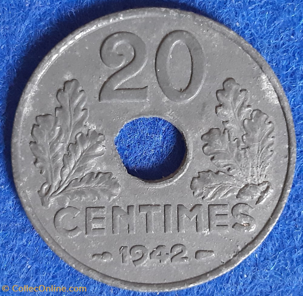 1942 - 20 centimes monnaies monde france 1942 20 centimes