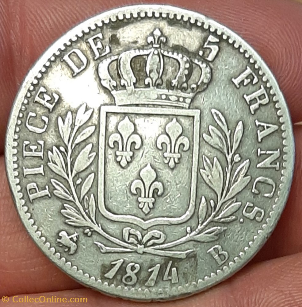 1814 - 5 francs monnaies europe medievale france 1814 5 francs