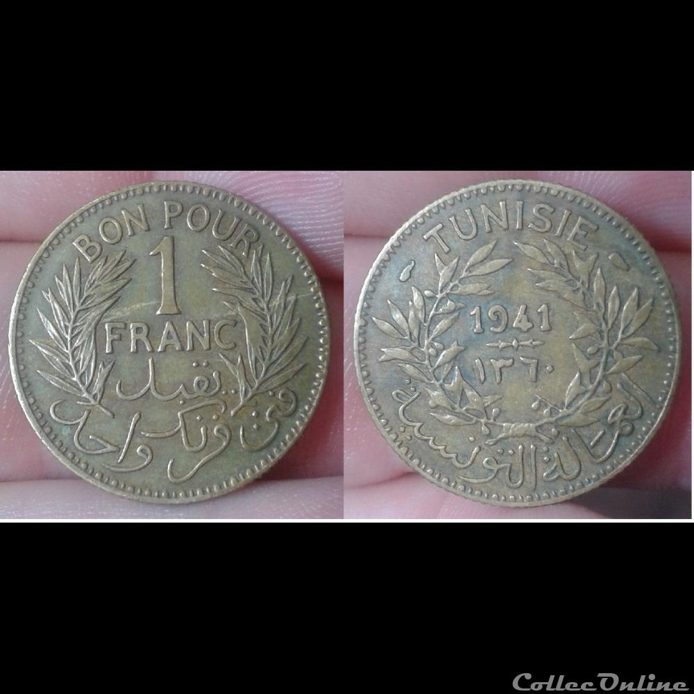 Tunisie - bon pour 1 franc 1941 monnaie monde tunisie bon pour 1 franc 1941