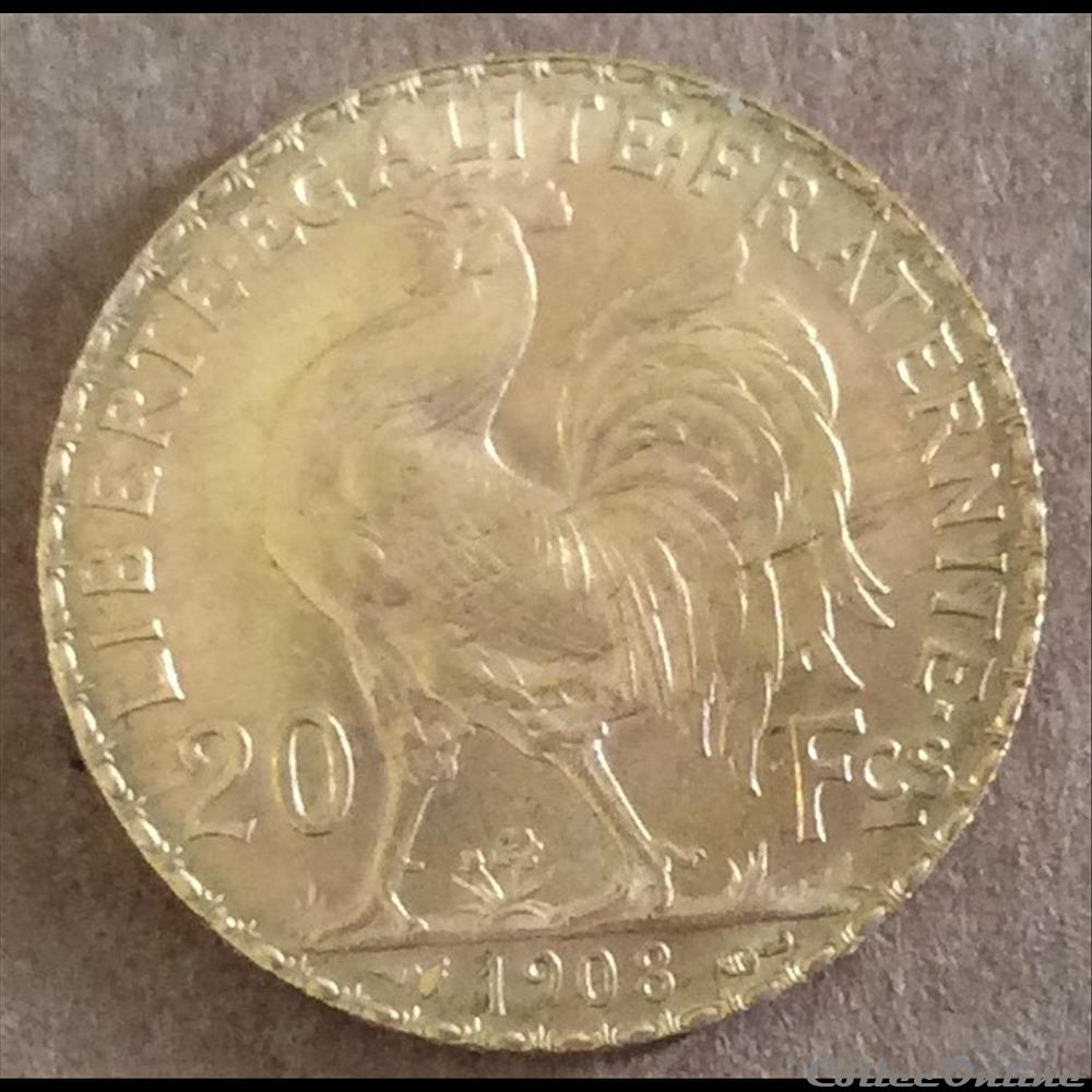 1908 - 20 francs OR monnaies france modernes 1908 20 francs or