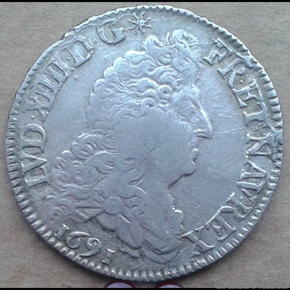 monnaie france 1691 a 1 2 ecu aux 8l