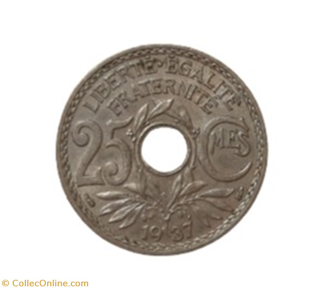 1937 - 25 centimes 3 monnaies monde france 1937 25 centimes