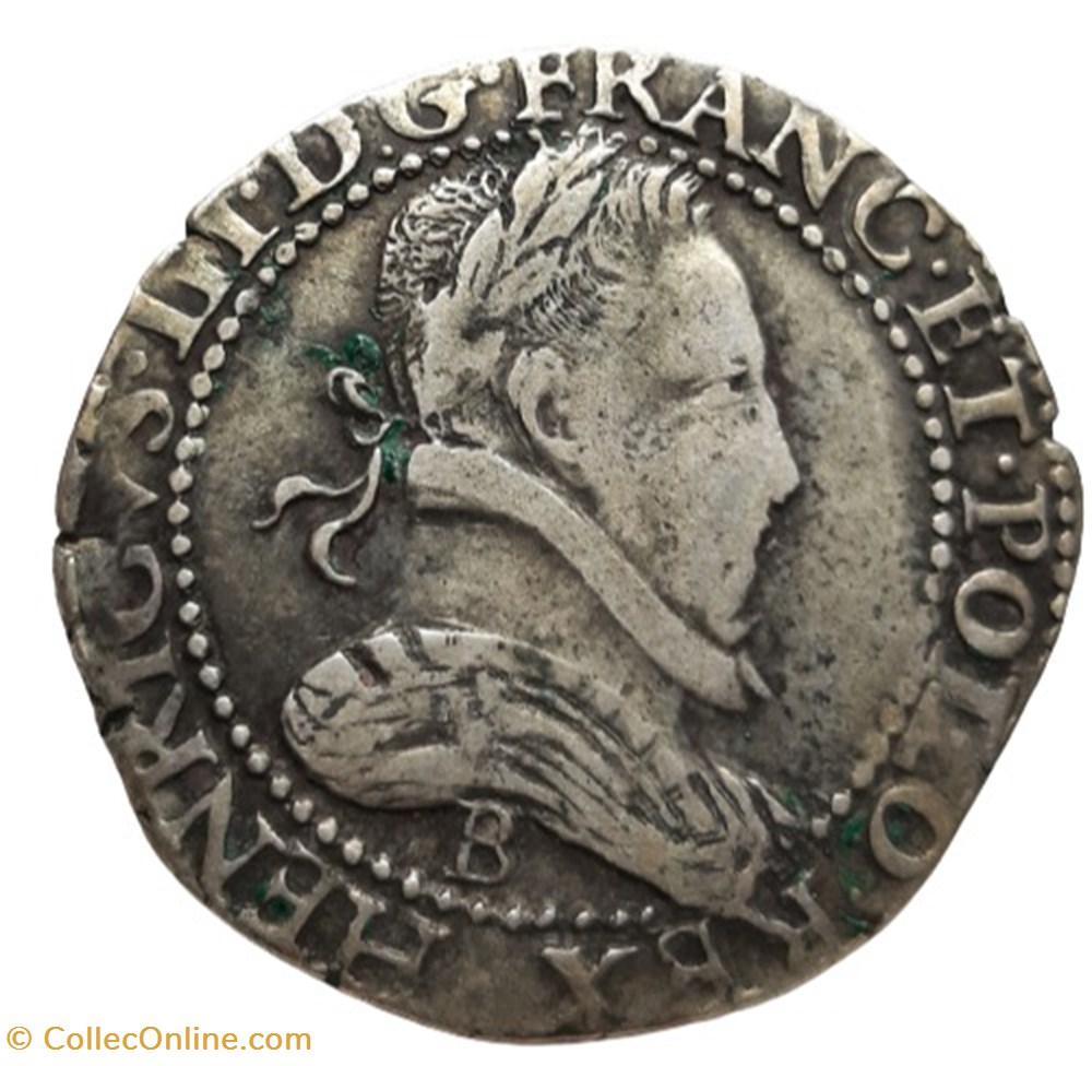 1583 - Franc au col plat monnaies europe medievale france royales 1583 franc au col plat