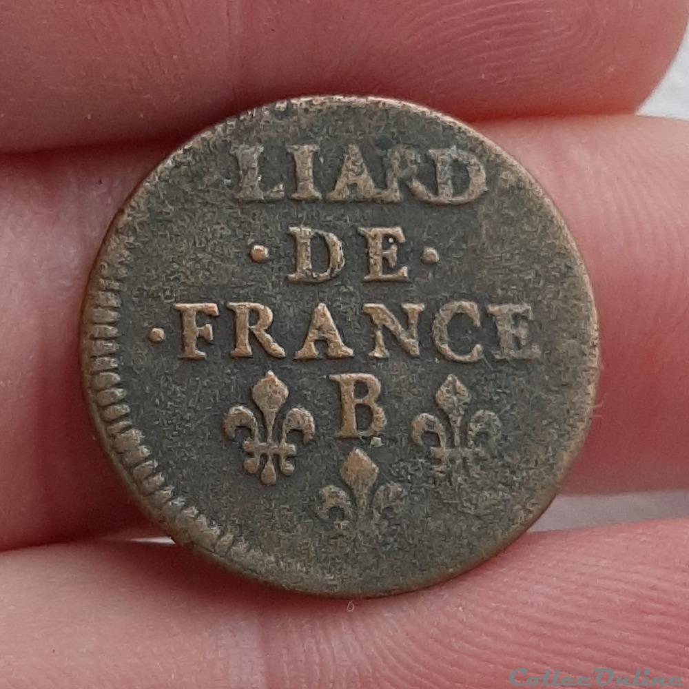 1655 - Liard (sans point/ sans étoile) monnaies europe medievale france royales 1655 liard sans point sans etoile