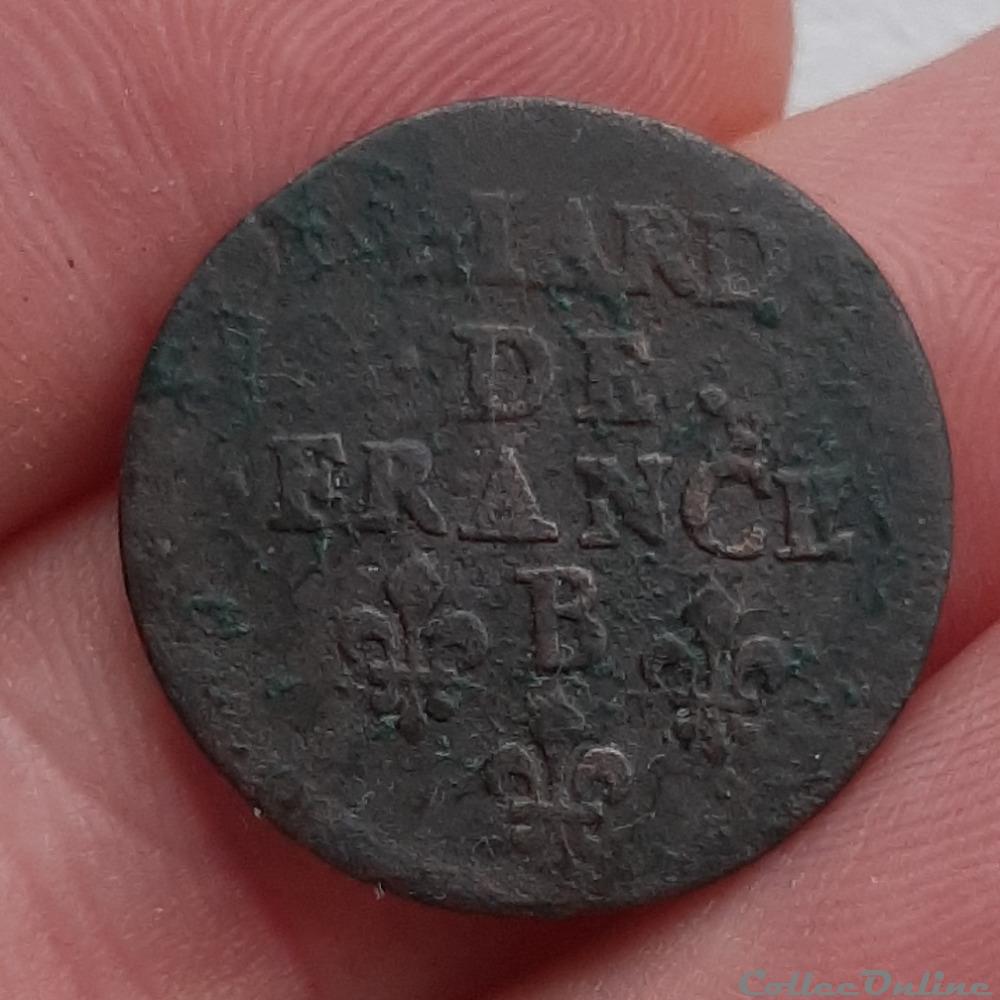 1655 - Liard (point + étoile) (2) monnaies europe medievale france royales 1655 liard point etoile 2