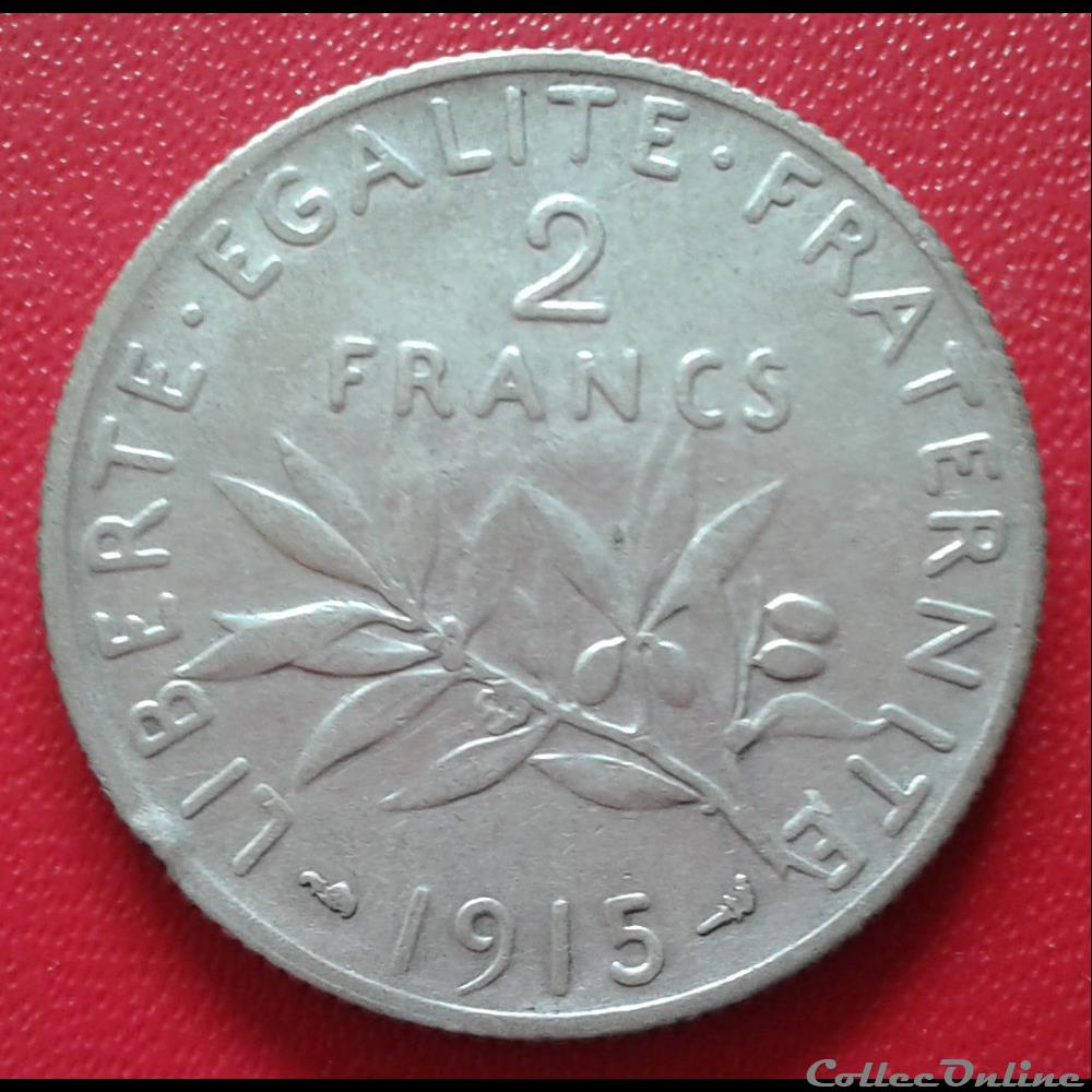 1915 - 2 francs monnaies monde france 1915 2 francs