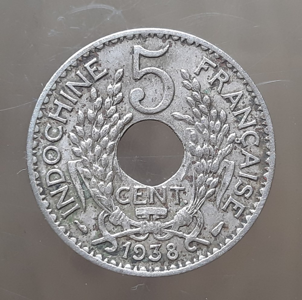 Indochine Francaise – 5 centièmes 1938 monnaies colonies francaises indochine francaise 5 centiemes 1938