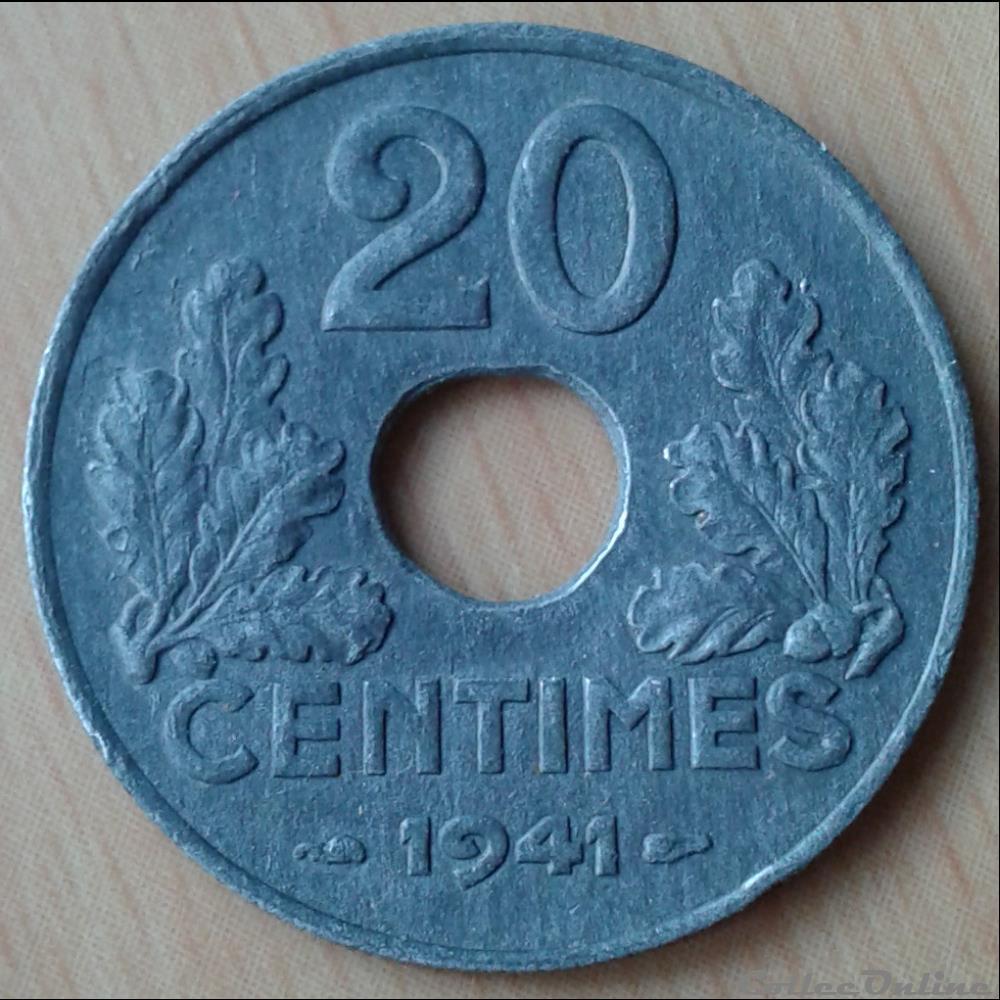 1941 - 20 centimes monnaies france a modernes 1941 20 centimes
