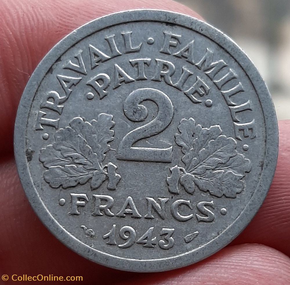 1943 - 2 francs monnaie france moderne 1943 2 francs