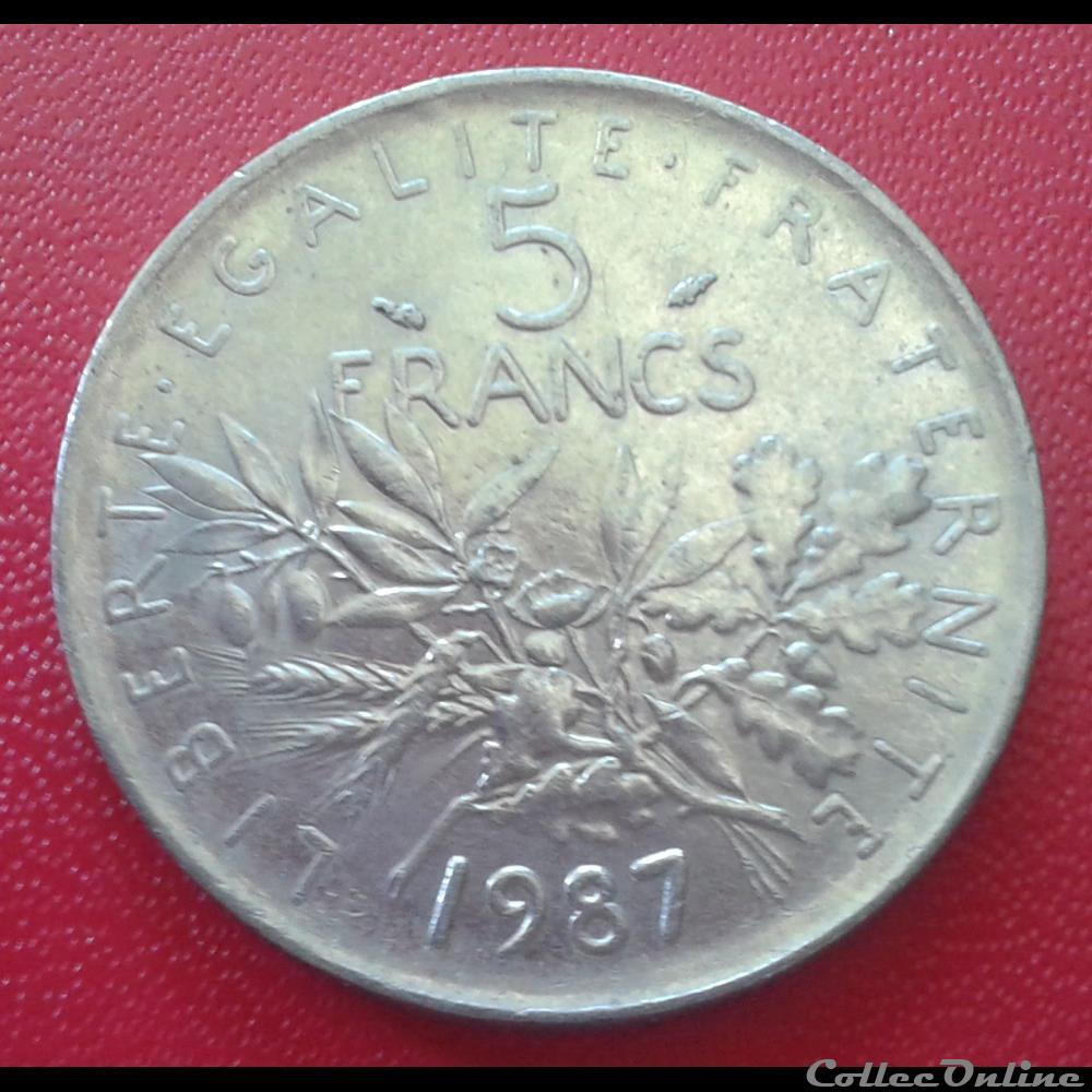 1987 - 5 Francs monnaies monde france 1987 5 francs