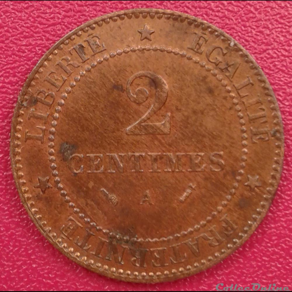 1892 A - 2 centimes monnaies france modernes 1892 a 2 centimes