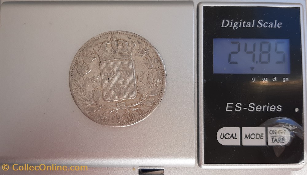 1820 - 5 francs 4 monnaies monde france 1820 5 francs