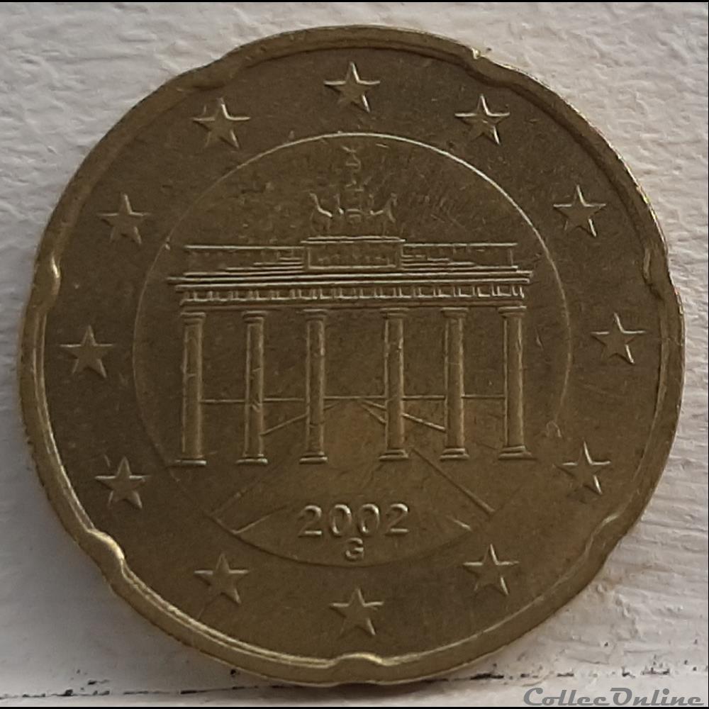 monnaie euro allemagne 2002 g 20 cents