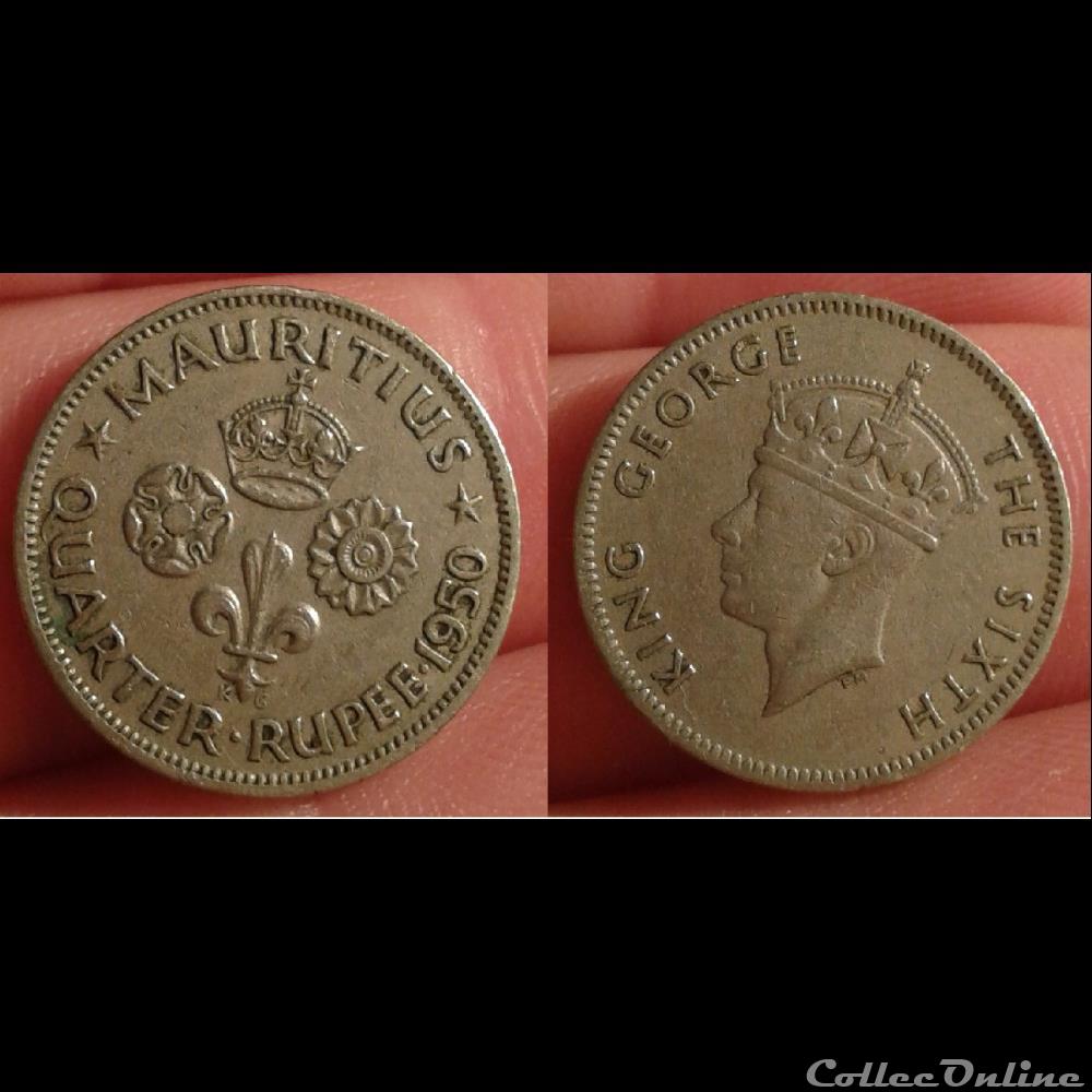 monnaie monde royale ile maurice 1 4 rupee 1950