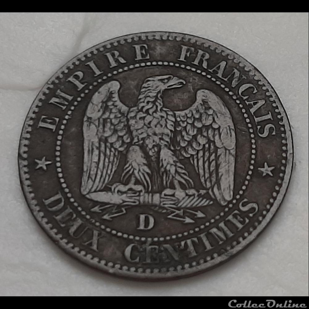 1857 D - 2 centimes - grand D - grand lion 2 monnaies france modernes 1857 d 2 centimes grand d grand lion