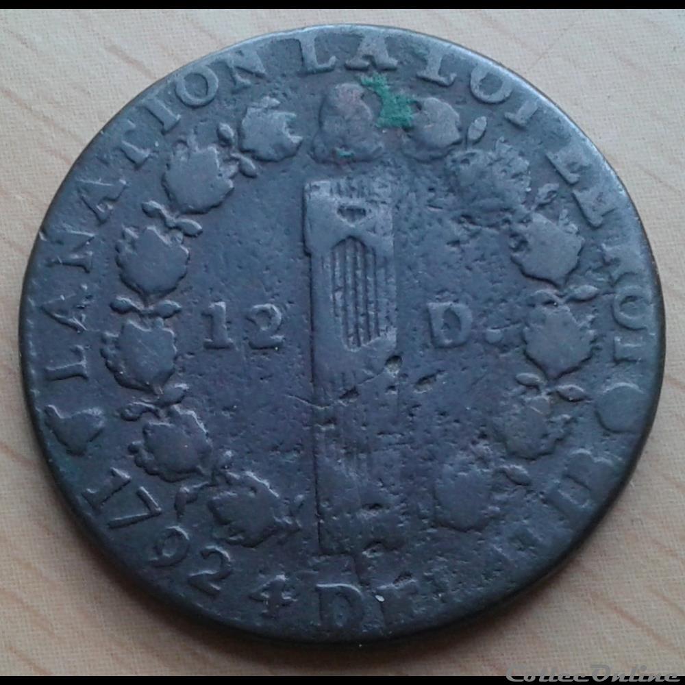 1792 N - 12 deniers monnaies france a royales 1792 n 12 deniers