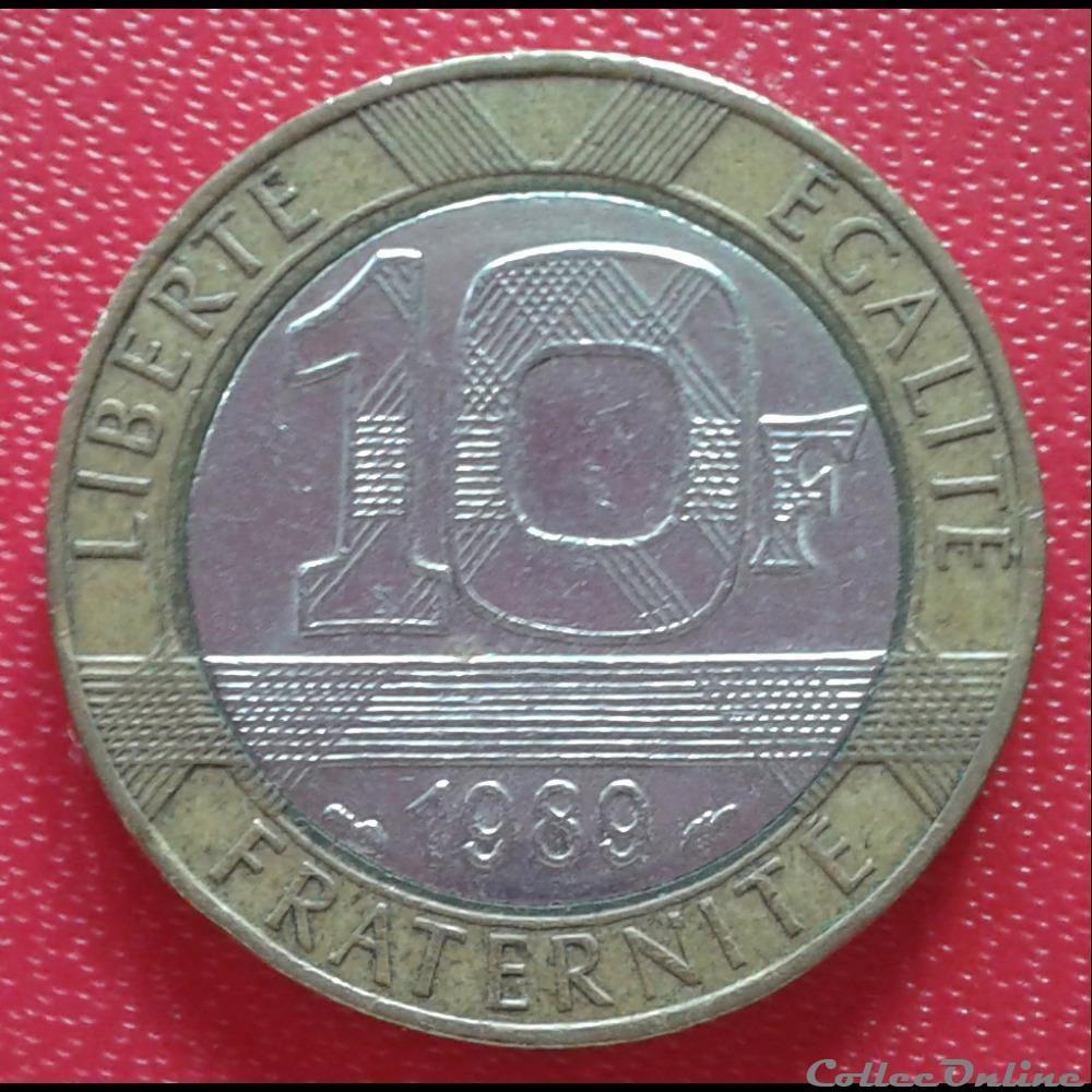 10 francs génie 1989 - 13 stries monnaie france moderne 10 francs genie 1989 13 stries