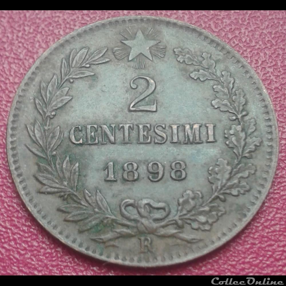 Italie - 2 centesimi 1898 R monnaie monde italie 2 centesimi 1898 r