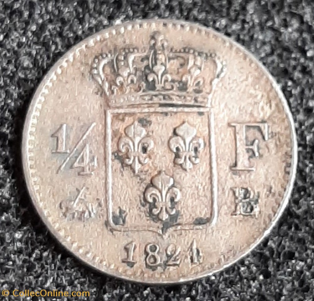 1824 - 1/4 franc monnaies europe medievale france 1824 1 4 franc