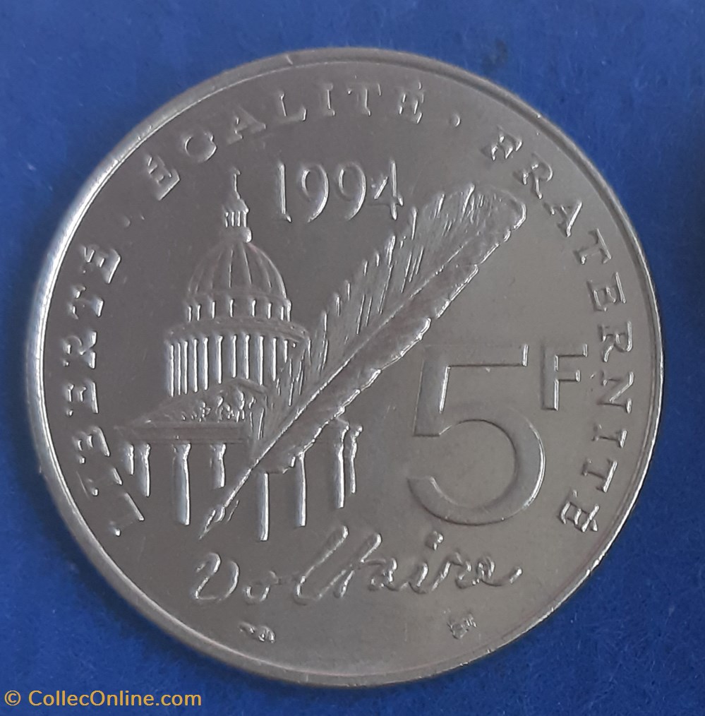 1994 - 5 francs commémorative monnaies monde france 1994 5 francs commemorative