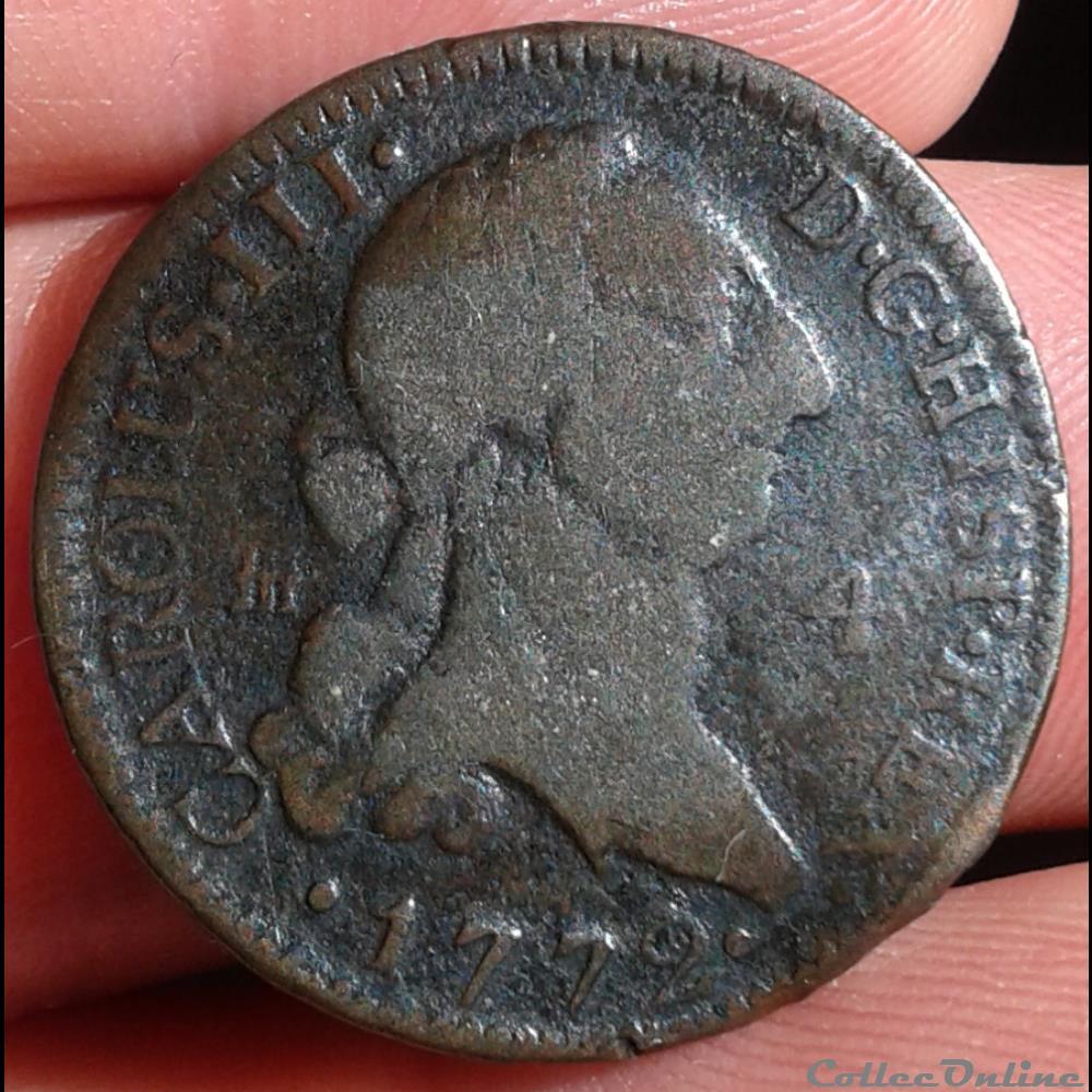 monnaies monde espagne 4 maravedis 1772