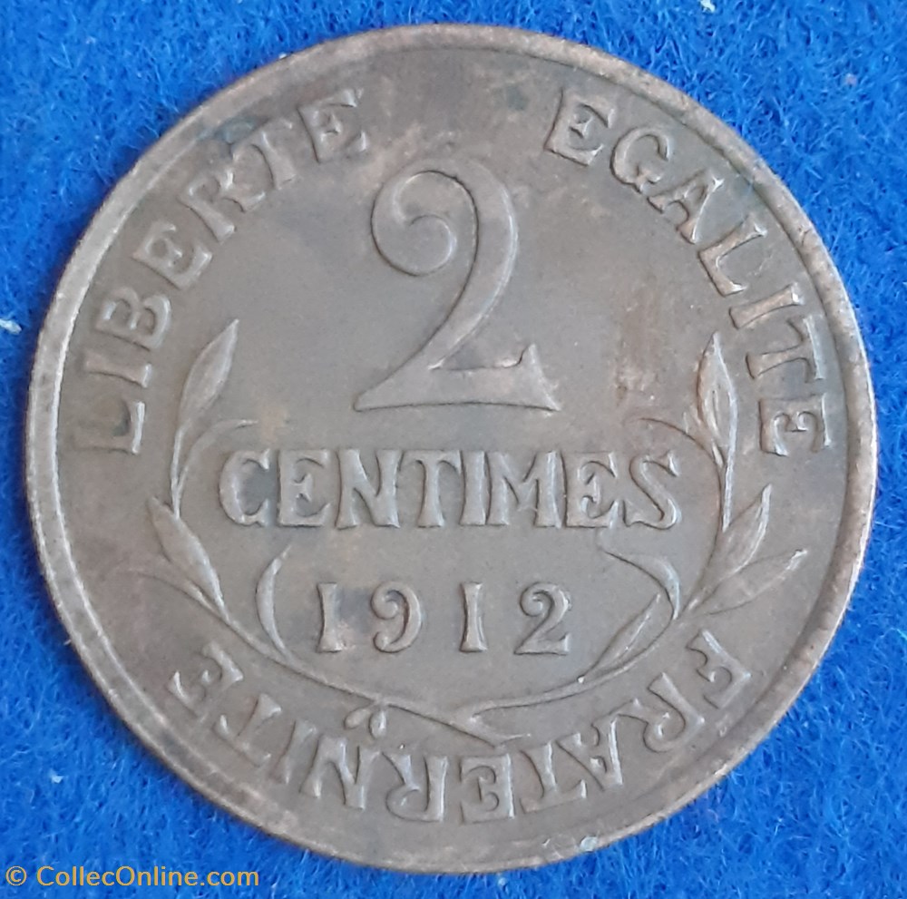1912 - 2 centimes monnaies monde france 1912 2 centimes