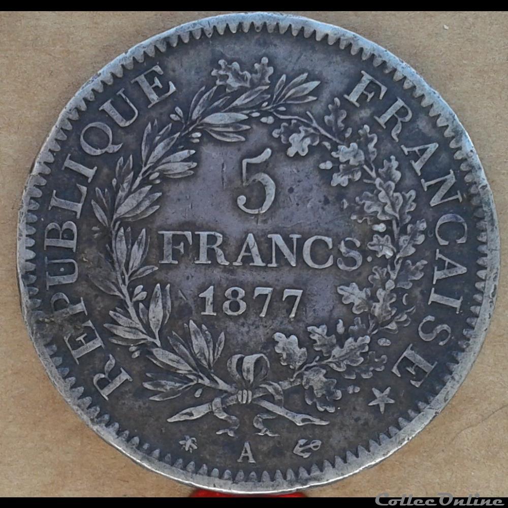 1877 A - 5 Francs monnaies france 1877 a 5 francs