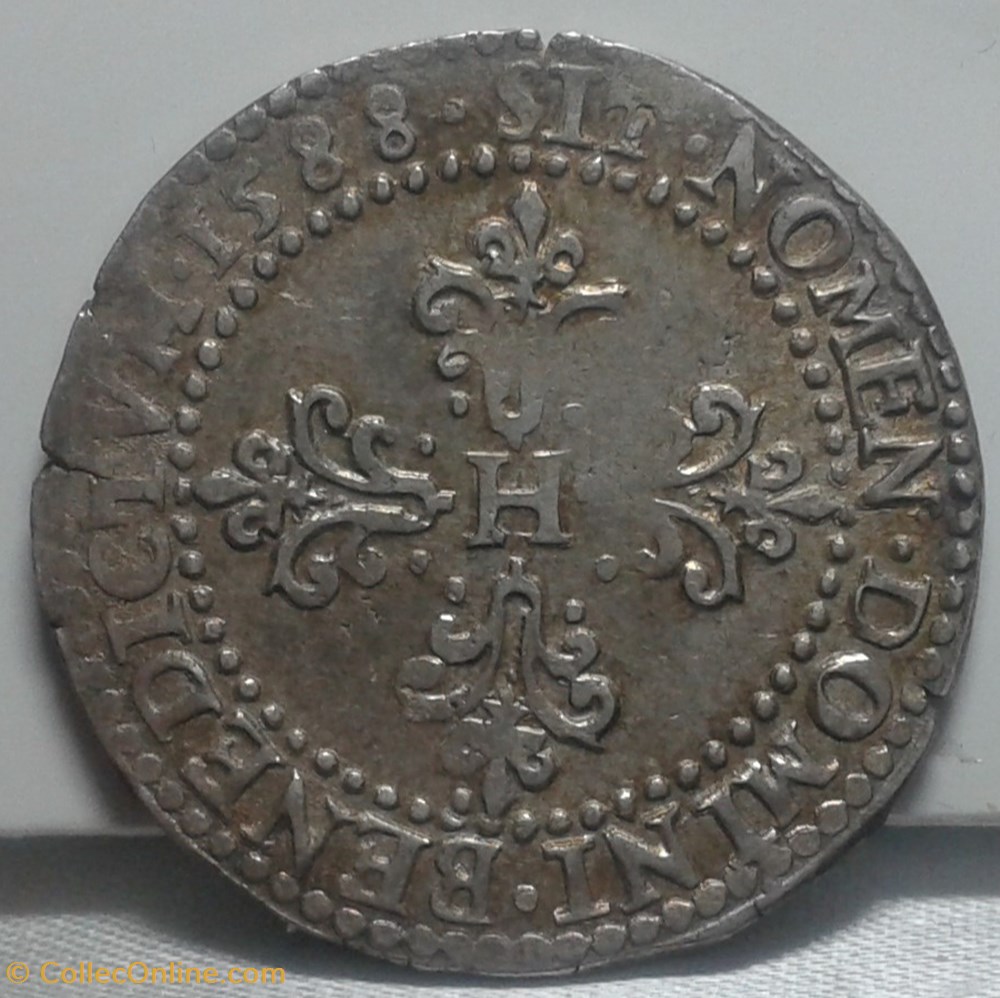 monnaies europe medievale france royales 1588 demi franc au col plat 6eme type