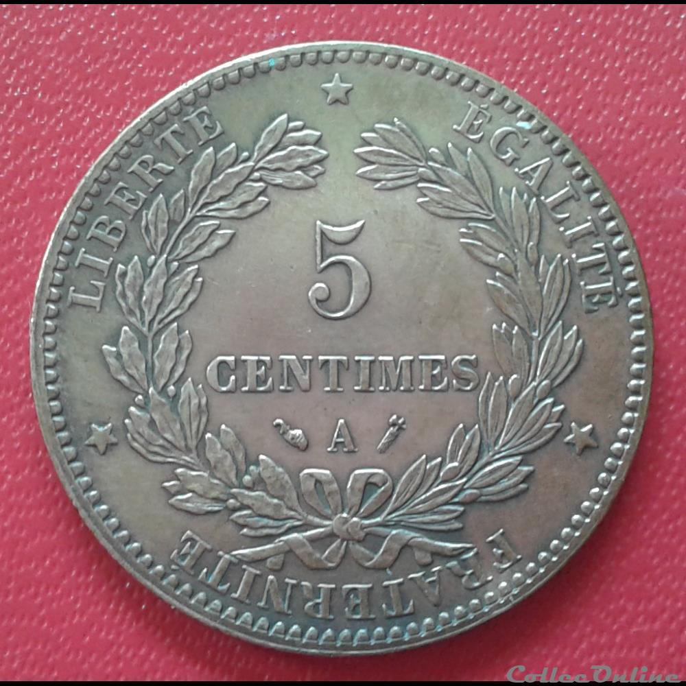 1887 A - 5 centimes monnaies monde france 1887 a 5 centimes