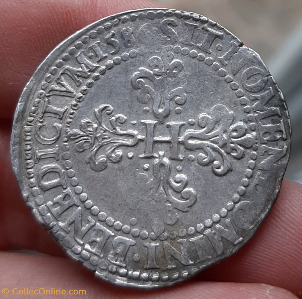 1586 - Franc au col plat monnaies europe medievale france 1586 franc au col plat