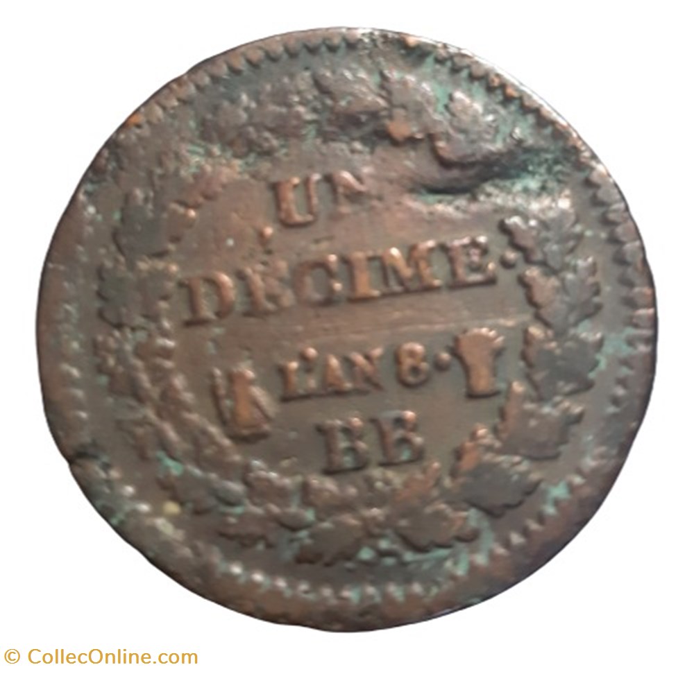 monnaies monde france 1799 1800 un decime an 8 bb