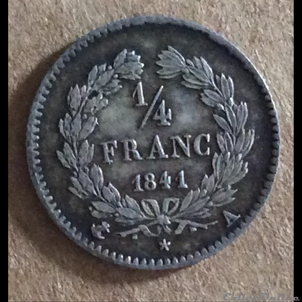1841 A - 1/4 de franc monnaies monde france 1841 a 1 4 de franc