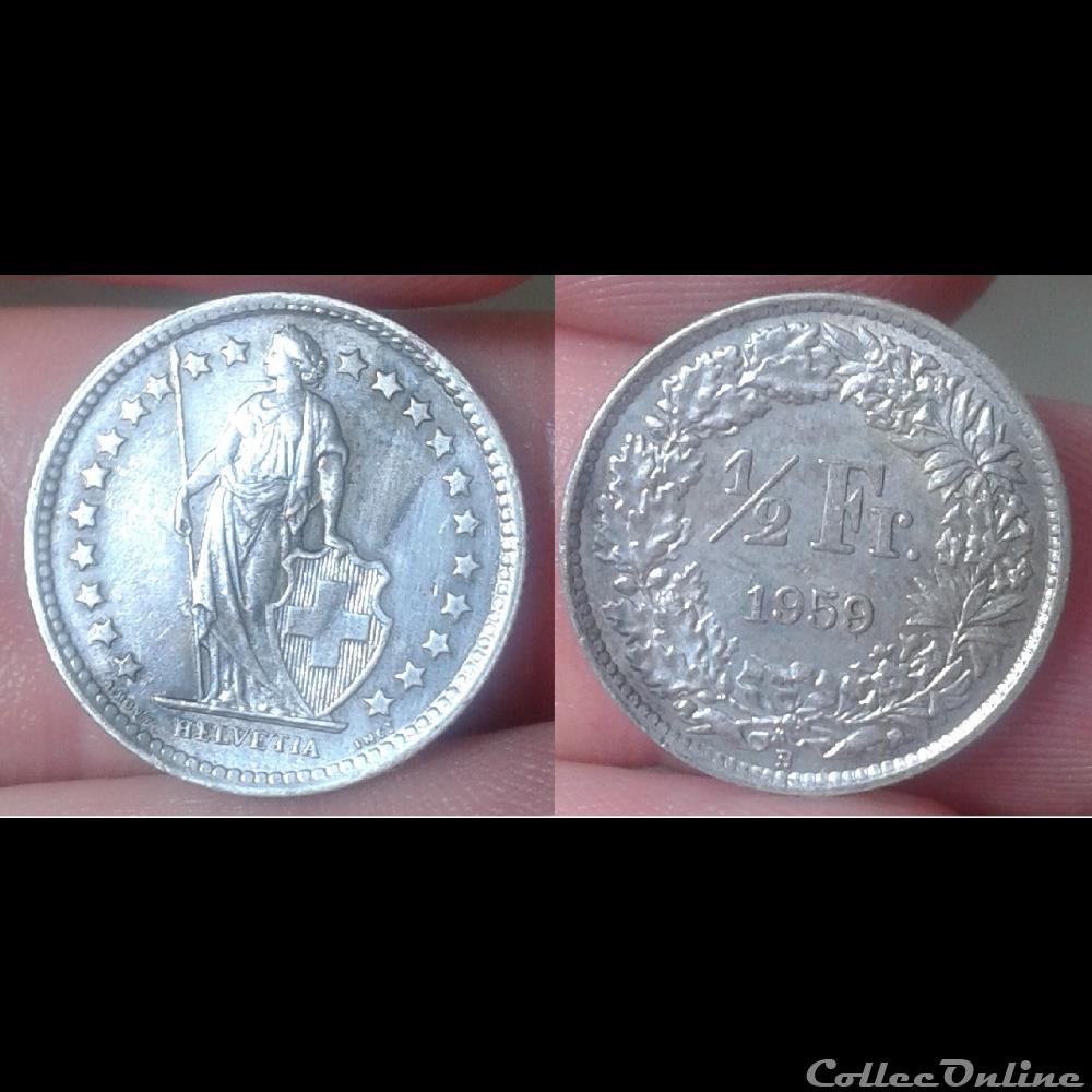Suisse - 1/2 franc 1959 monnaie monde suisse 1 2 franc 1959