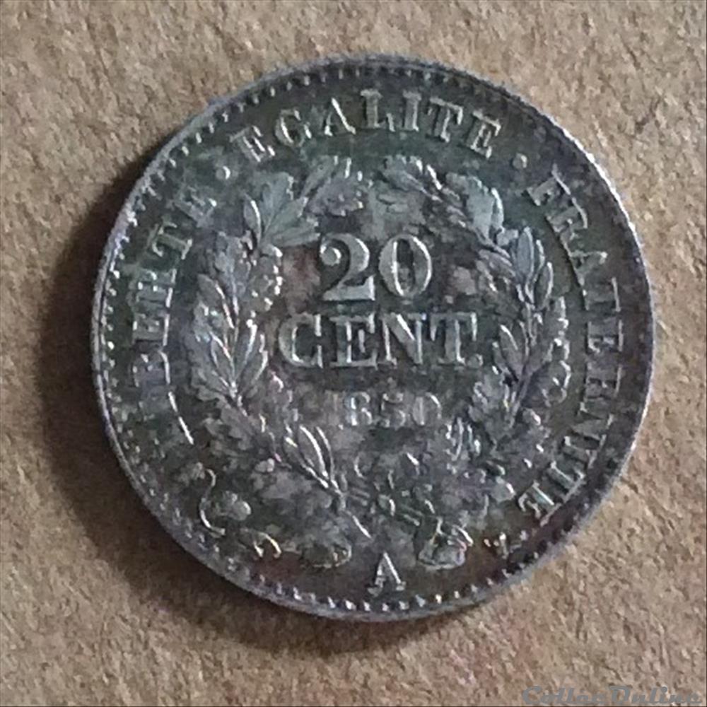 1850 A - 20 centimes monnaies monde france 1850 a 20 centimes