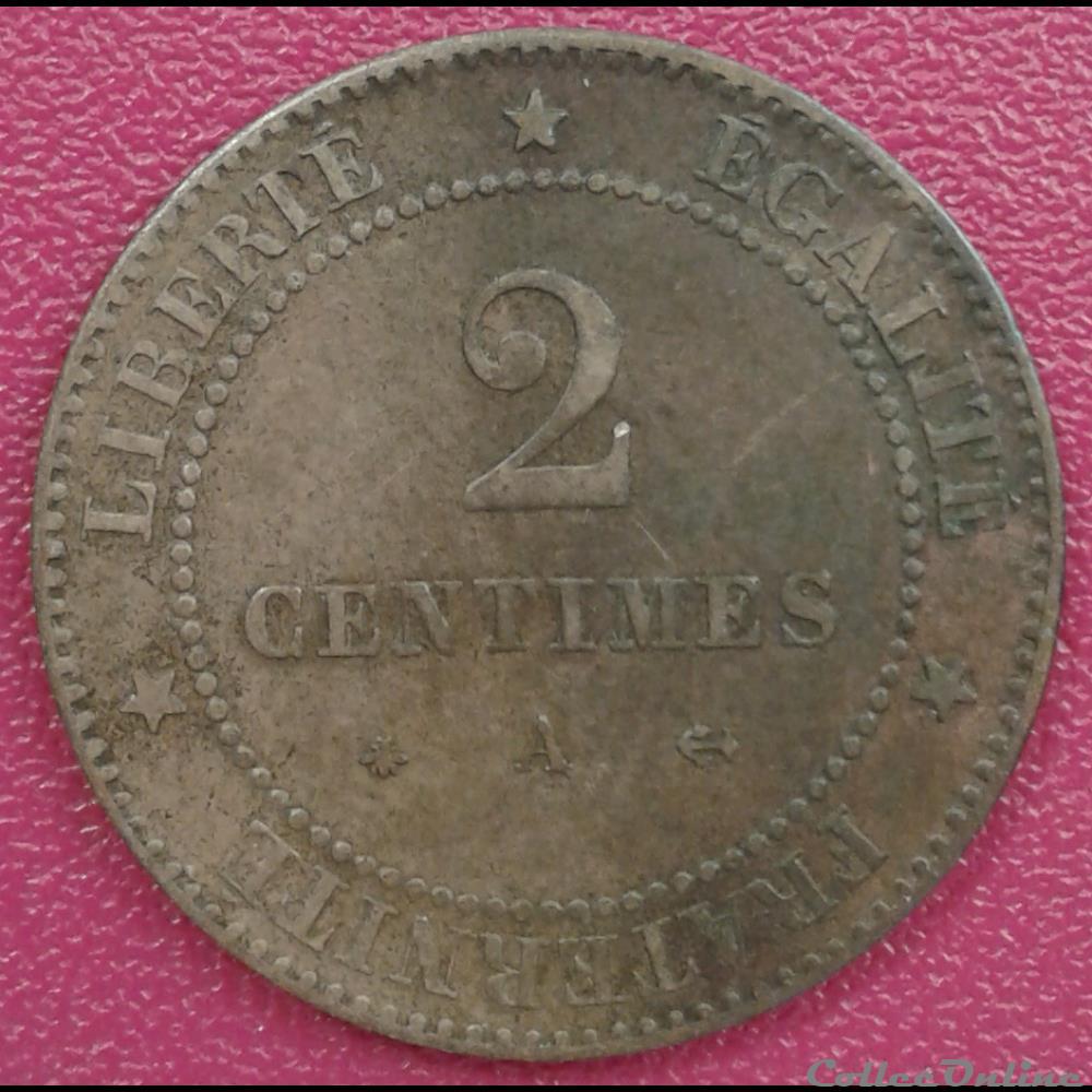 1879 A - 2 centimes - petit A monnaies france modernes 1879 a 2 centimes petit a