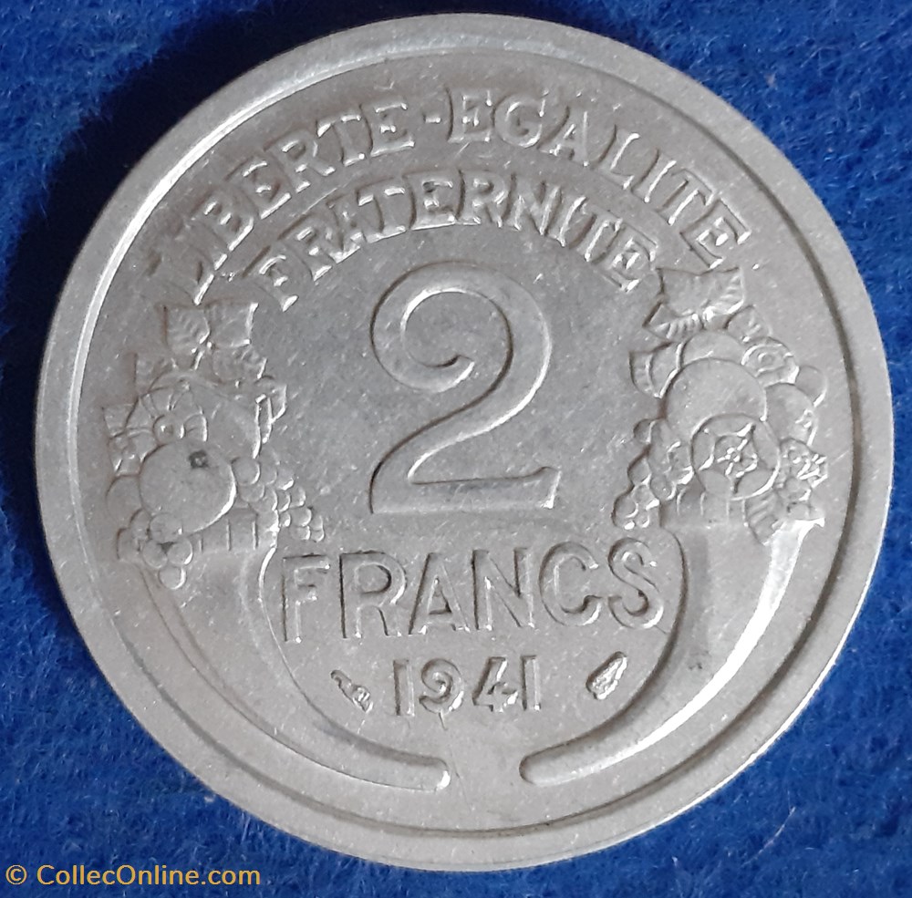 1941 - 2 francs monnaies monde france 1941 2 francs