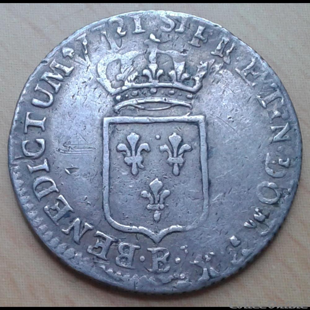 1721 B - 1/6ème écu monnaies europe medievale a france royales 1721 b 1 6eme ecu