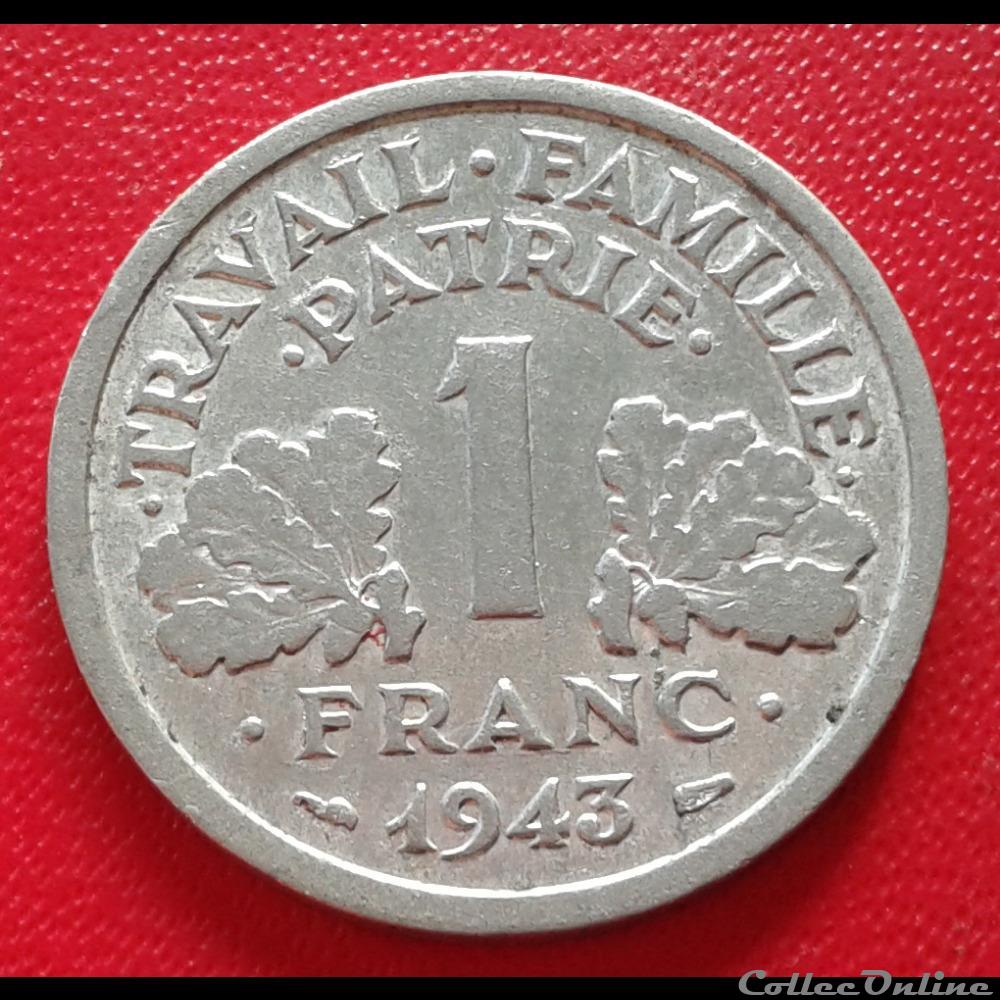 1943 - 1 franc - légère monnaies france modernes 1943 1 franc legere