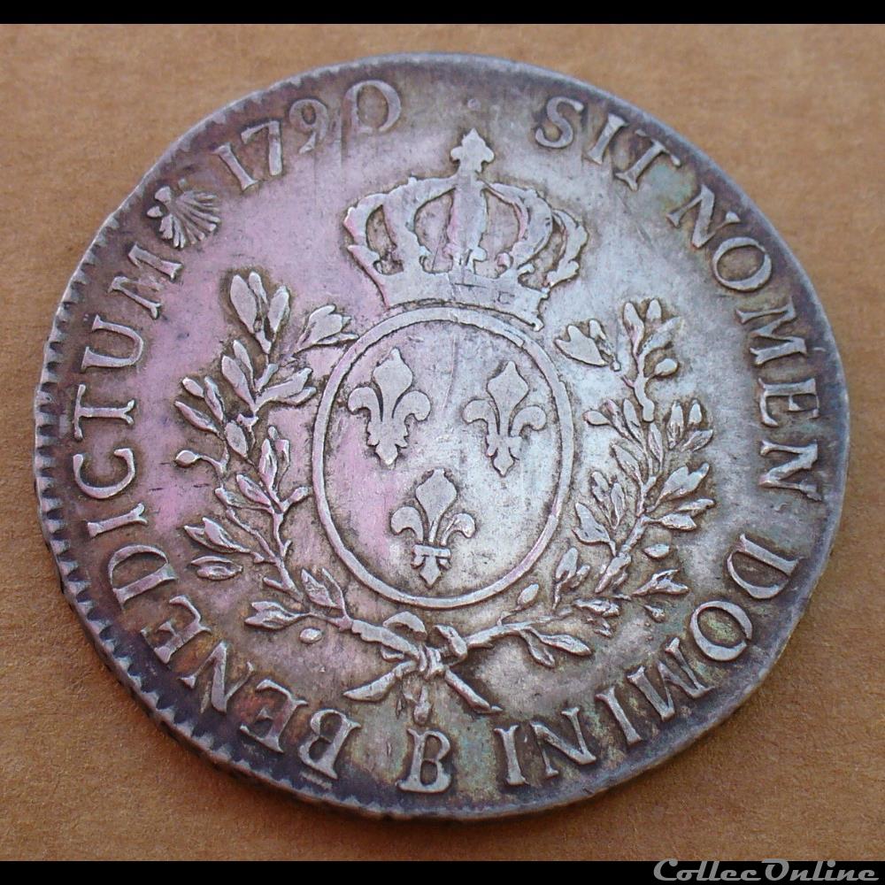 monnaies europe medievale france royales 1790 ecu au buste habille