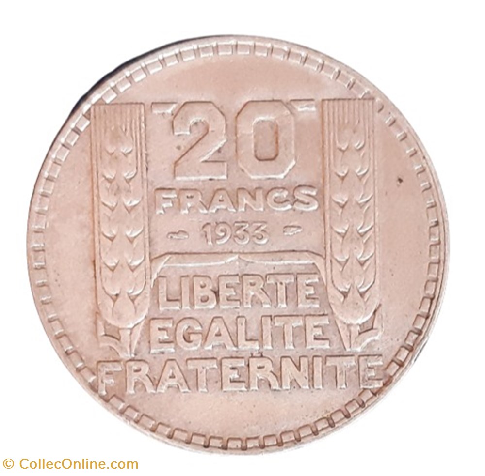 1933 - 20 francs monnaies monde france 1933 20 francs