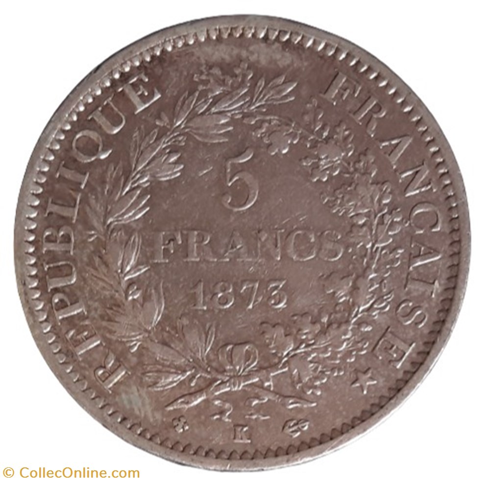 1873 K - 5 francs monnaies monde france 1873 k 5 francs