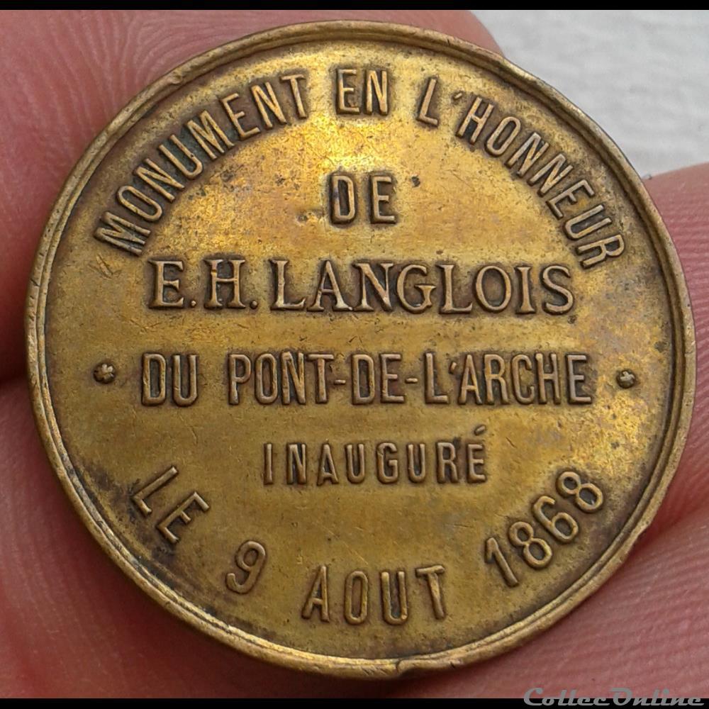 MEDAILLE - E H Langlois 1868 medailles france medaille e h langlois 1868