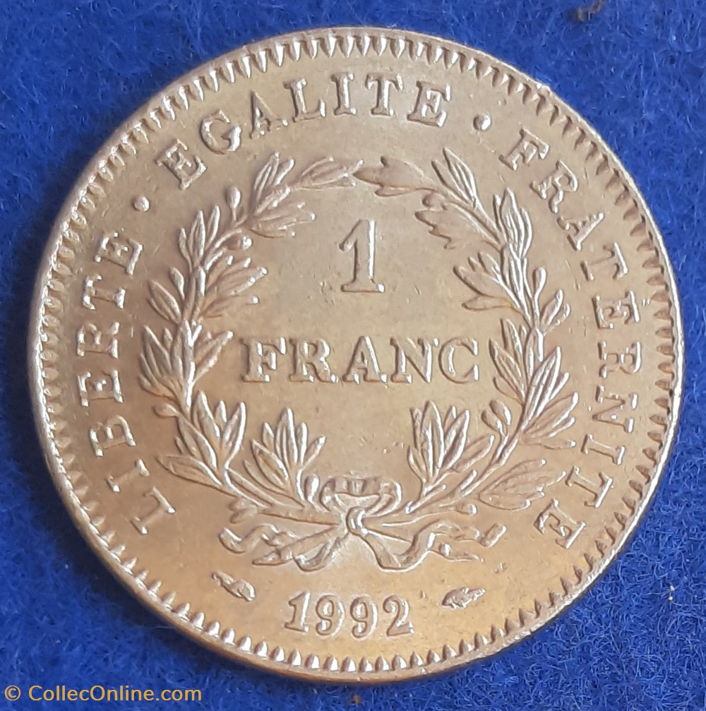 1992 - 1 franc commémorative monnaies monde france 1992 1 franc commemorative