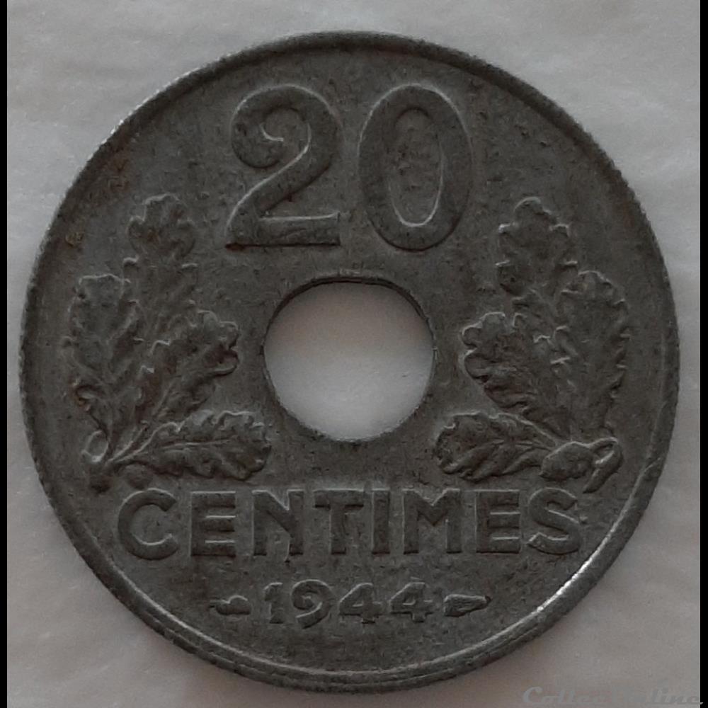 1944 - 20 centimes - Zinc monnaies france a modernes 1944 20 centimes zinc